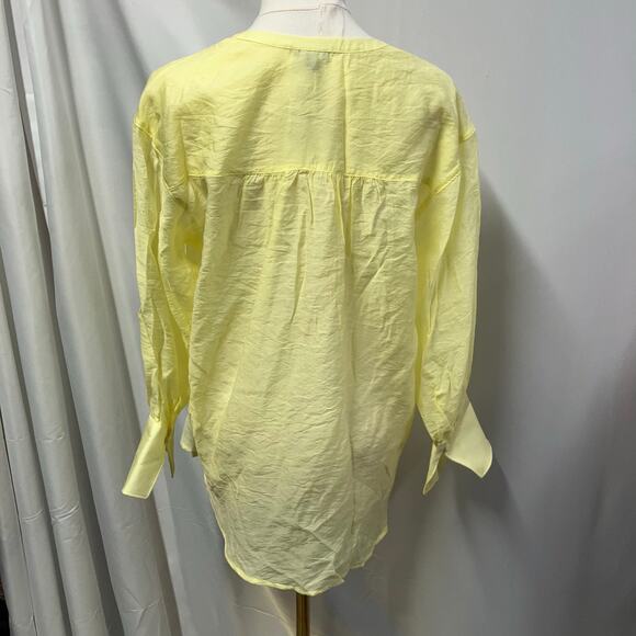 Express Button Front Lightweight Sheer Yellow Blouse Womens small Beach‎ summer - Picture 8 of 14